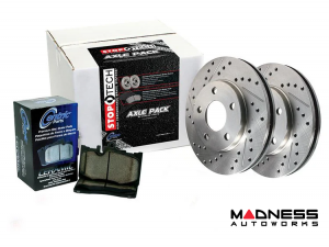 Honda Civic Brake Kit - Front - Stoptech - Drilled/Slotted Rotors + StopTech Street Pads - Silver - `13-`18